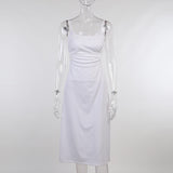 Women Dresses Knitted Square Collar Sling Dress