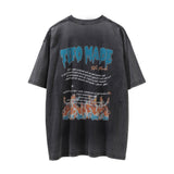 Men Vintage T-Shirt Men's Short-Sleeved T-shirt Distressed round Neck Summer Loose