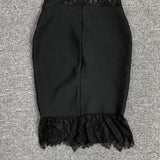 Women Evening Dress Fall/Winter Sexy Lace Cutout Slim Fit Bandage One-Piece Dress