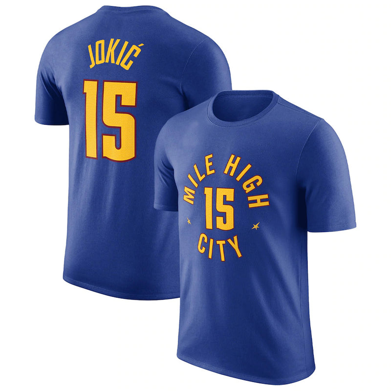 NBA T-Shirts NBA Basketball T-Shirt Nuggets Jokic Jersey Short Sleeve Men's Outdoor