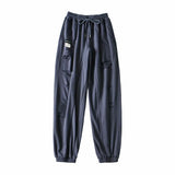 Women Sweatpants Ripped Leisure Sports Pants Loose Close up Ankle-Tied Sweatpants
