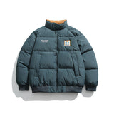 Unisex Winter Cotton Coat Color Letter Print Stand-up Collar Cotton-Padded Clothes Vintage Loose and Warm Cotton Jacket