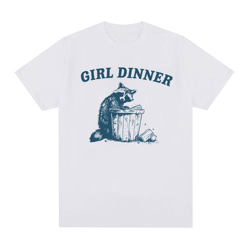 Girl Dinner Funny Cute Raccoon Graphics Tee Shirt for Men