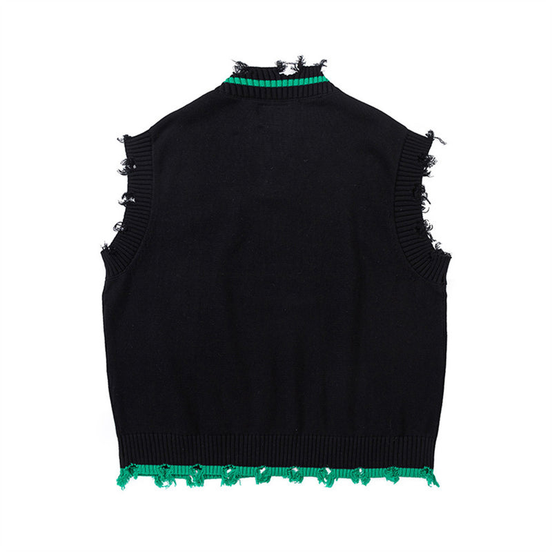 Men Vest Letter V-neck Sweater Vest