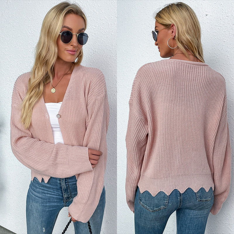 Women Knitted Sweater Autumn Long Sleeve Knitted Loose Sweater Coat