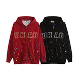 Men Hoodie Vintage Printed Letter Cardigan Sweater