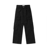 Men Sweatpants Multi-Pocket Cargo Pants Loose Three-Dimensional Straight-Leg Pants Casual Wide-Leg Trousers