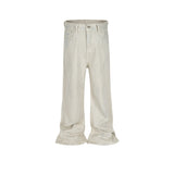 MIJKO Men's Vintage Pants MIJKO trousers men's and women's slightly wide-footed retro washed jeans