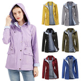 Women Trench Coat Autumn and Winter Detachable Hat Windbreaker Raincoat