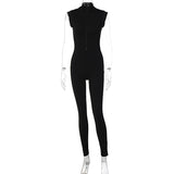 Women Jumpsuit Summer Sexy Chest Zipper Tight Jumpsuit