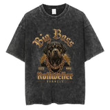 Rottweiler Doberman Vintage Washed T Shirt Men's Hip Hop
