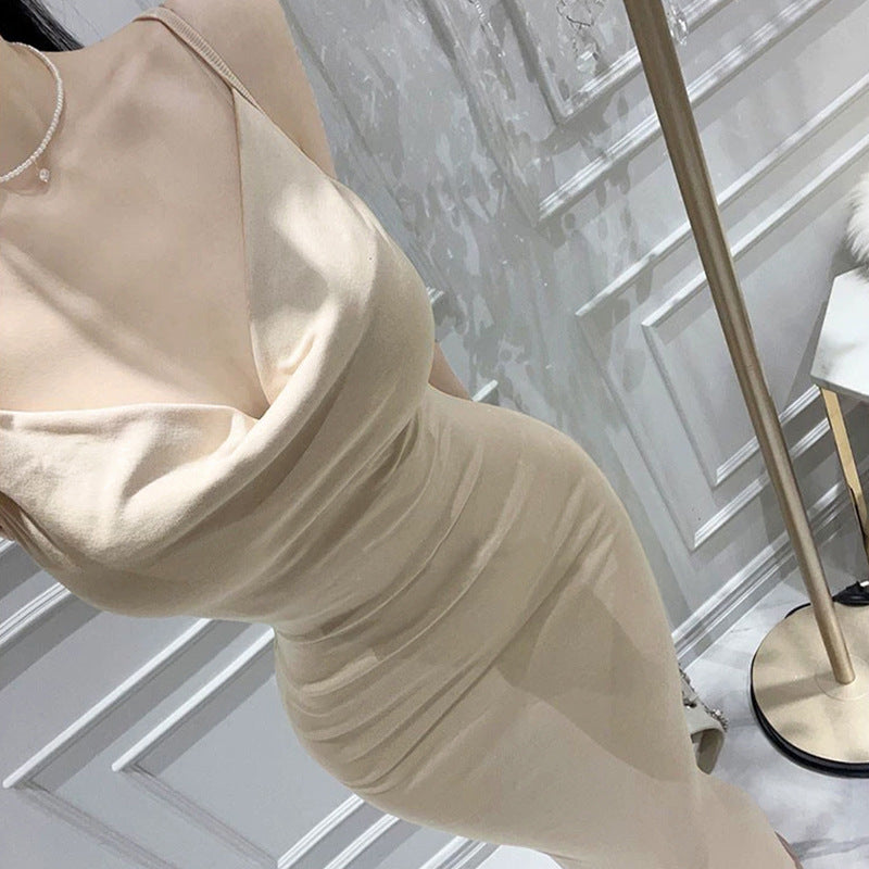 Women Dresses Suspender Dress Slit Sheath Skirt Vest Dress