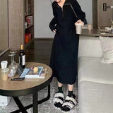 Women Knitwear Fall and Winter Lapels Zipper Sweater Loose Sweater
