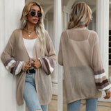 Women Knitted Sweater Autumn Knitted Loose Multicolor Hollow Mesh Breathable Sweater Coat