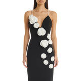 Women Dresses V White Flower Dress Party Dress (Ont0408)