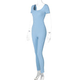 Women Jumpsuit Summer Backless Short Sleeve Jumpsuit (Hawthaw0412)
