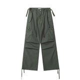 Men Sweatpants Overalls Men's Pleated Multi-Pocket Trousers Drawstring Leisure Trousers