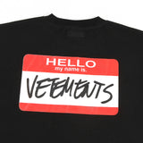 Vetements T Shirts VTM Hello My Name Is Red Signature Graffiti Logo T-shirt