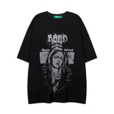 Men T Shirt Angel Graffiti Printing Couple Short Sleeve T-shirt