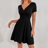 Women Dress Sexy Backless V-neck Skirt Dress