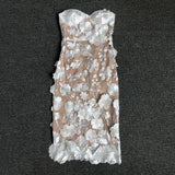 Women Evening Dress Elegant Lace Three-Dimensional Flower Sexy Dress Dress