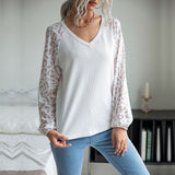 Women Knitted Sweater Women's Autumn Casual Women's Clothing Fashion Long Sleeve Leopard Print V-neck