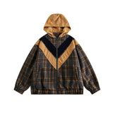 Unisex Jacket Autumn Vintage Plaid Hooded Jacket