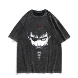 Washed vintage short-sleeved T-shirt high street top