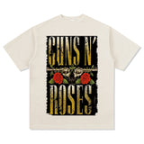 Mens Vintage Rock Band T-Shirt Guns & Roses Vintage Washed Short Sleeve T-Shirt Crew Neck Print