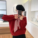 Women Knitted Pullover Crew Neck Sweater Autumn Winter Sweater Top