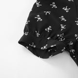 Women Dress Spring and Summer Elegant Print Puff Sleeve Dress
