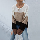 Women Knitted Sweater Autumn and Winter Leisure Women's Loose Color Matching Long Sleeve Ladies Autumn Clothes Sweater
