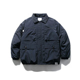 Unisex Winter Cotton Coat Winter Three-Dimensional Pocket Decoration Lapel Cotton-Padded Coat Retro Workwear Cotton Coat