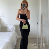 Women Dresses Casual Sleeveless Slim Fit Camisole Dress (Bla0420)