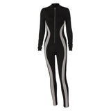 Women Jumpsuit Winter Zipper Slim Fit Long Sleeve Sports Yoga Jumpsuit