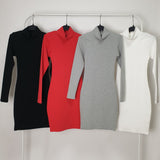 Women Dresses Turtleneck Hip Skirt Long Sleeve Dress Skirt
