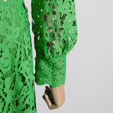 Women Dresses Spring Stand Collar Embroidery Hollow Dress (Qymy0409)