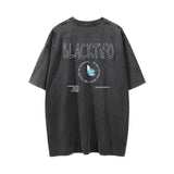 Men Vintage T-Shirt Distressed Washed Short-Sleeved T-shirt Men Loose-Fitting Casual round-Neck