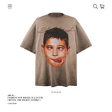 American vintage street T-shirt pure cotton retro men's and women's summer loose