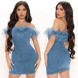 Women Dresses Sheath Denim Dress Skirt