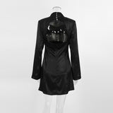 Women Dress Sexy Backless Flared Sleeve Stand Collar Dress Hip Skirt
