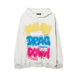 Men Hoodie Retro Style Distressed Dopamine Letter Graffiti Hooded Sweater