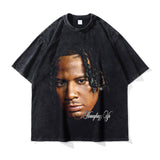 Asap Rocky T Shirts Washed Vintage Hip Hop Short Sleeve Print