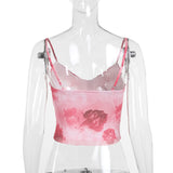 Women Tops Jf24072 Summer Slim Fit Vest Mesh Camisole Top
