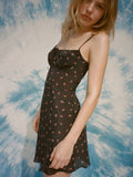 Robe Bridgerton Mulberry Silk Printed Short Sling Dress