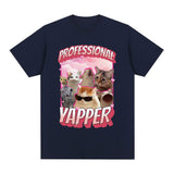 Funny Professional Yapper Meme Cat Graphic T-Shirt Men Fashion