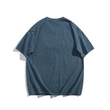Men T Shirt Washed and Worn Ripped Letter Print Affixed Cloth Embroidered Couple Short Sleeve T-shirt
