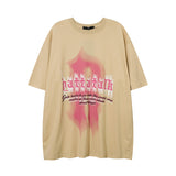 Men T Shirt Alphabet Graffiti Print Couple Short Sleeve T-shirt