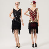 Flappers 1920S Dress Vintage Sequined Dress V-neck Tassel Hem Dress