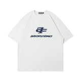 Men T Shirt Letter Denim Affixed Cloth Embroidered Short Sleeve T-shirt